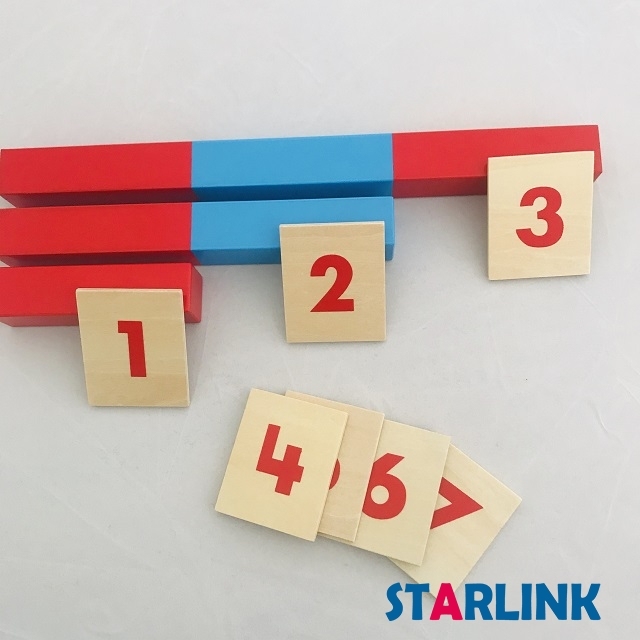 Montessori material Educational toy Printed Numerals with box for number rods