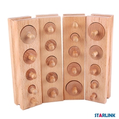 Montessori Knobbed Cylinder Socket Montessori Materials Wooden Cylinders Ladder Blocks Educational Wooden Toy Montessori Education Toy