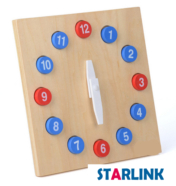 Montessori Math Materials Clock with Moveable Hands for Early Preschool Learning Toy