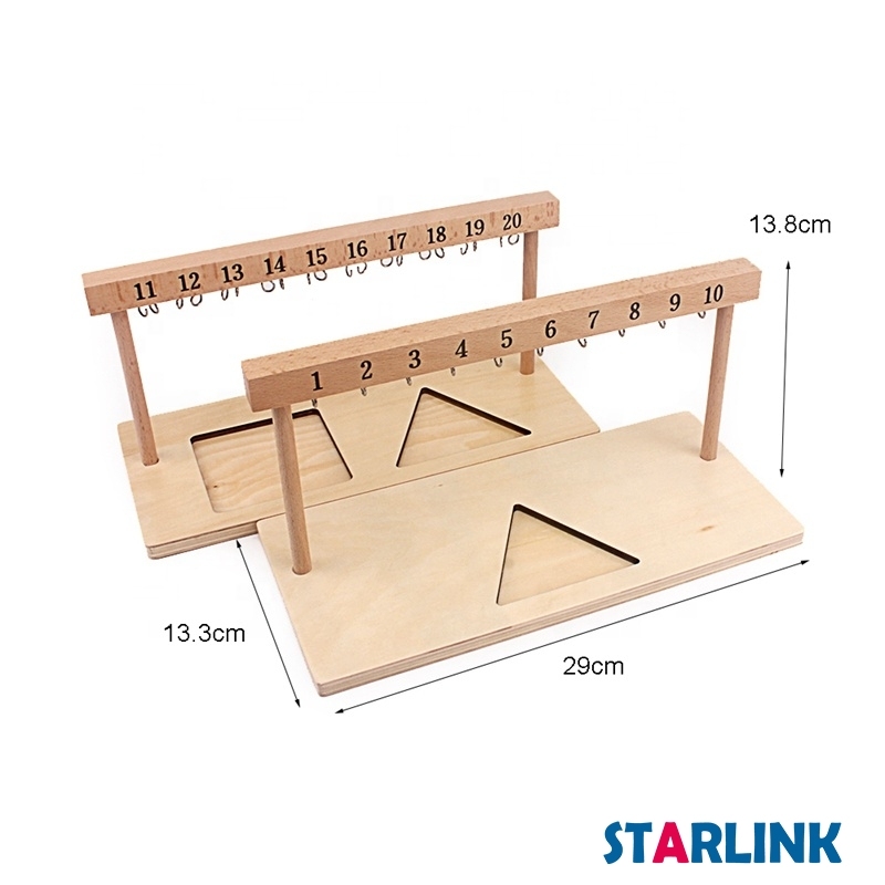 Teaching Digitals Numbers 1-20 Hanger And Color Beads Stairs Wooden Math Toys Kids Montessori Toys