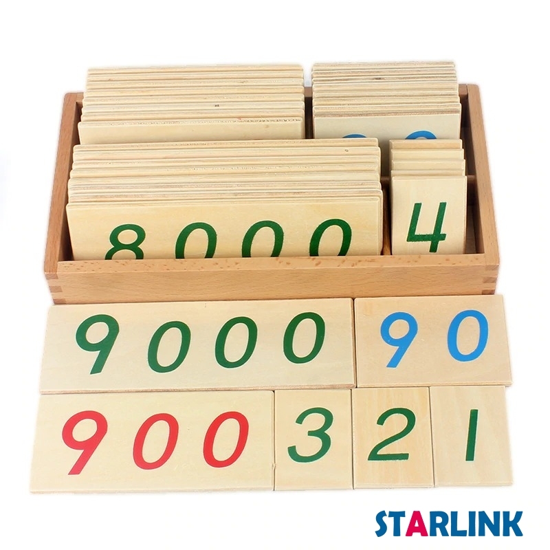 Montessori Large Wooden Number Cards with Box (1-9000)
