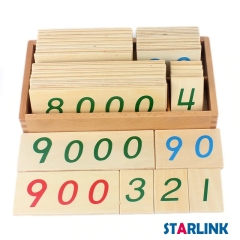 Montessori Large Wooden Number Cards with Box (1-9000)