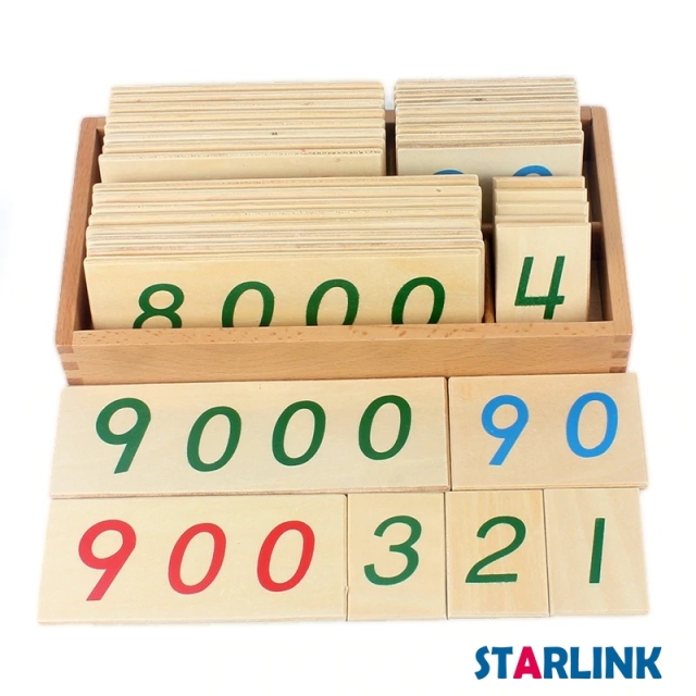Montessori Large Wooden Number Cards with Box (1-9000)