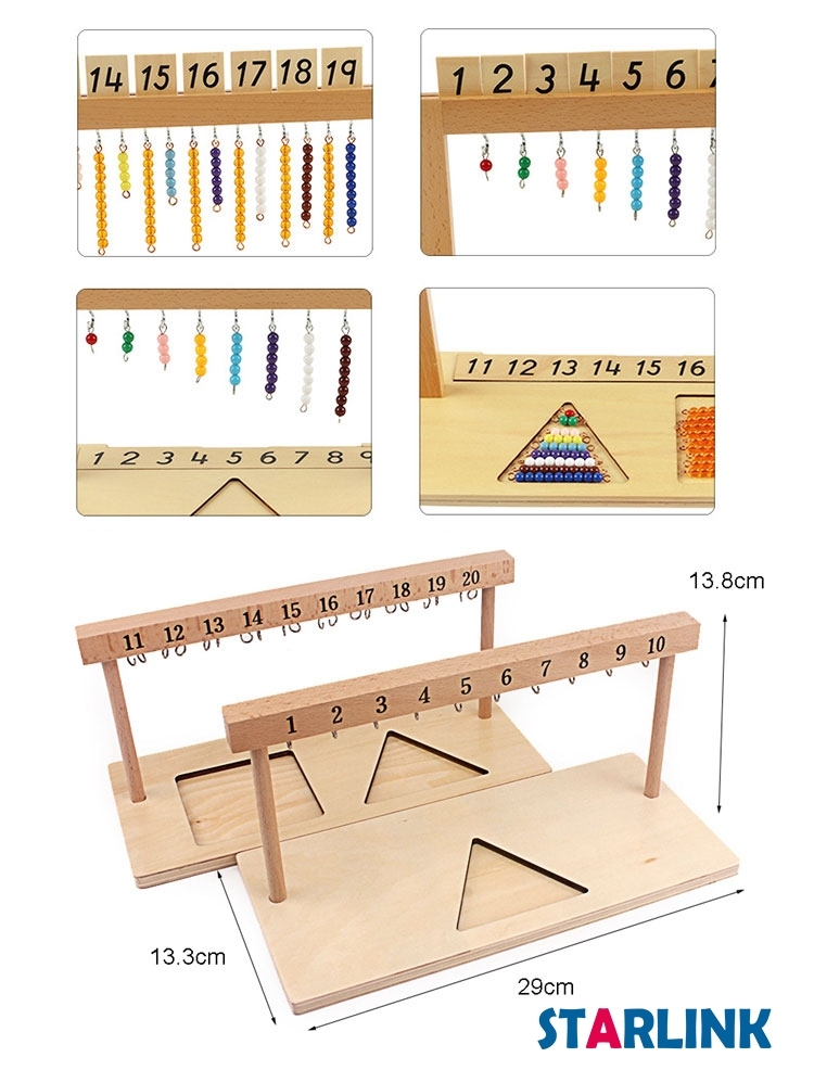 Teaching Digitals Numbers 1-20 Hanger And Color Beads Stairs Wooden Math Toys Kids Montessori Toys