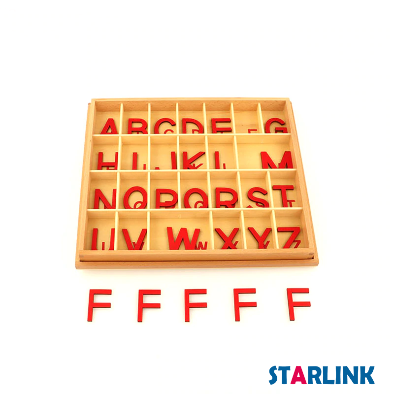 Wood Small Movable Alphabet Box Educational Alphabet Toys For Kids Sound