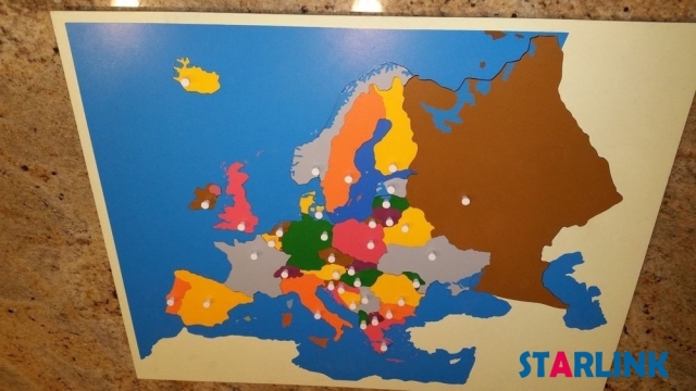 Wooden Europe Map Panel Floor Puzzle Montessori Cultural Science Teaching Tools Kindergarten Early Learning
