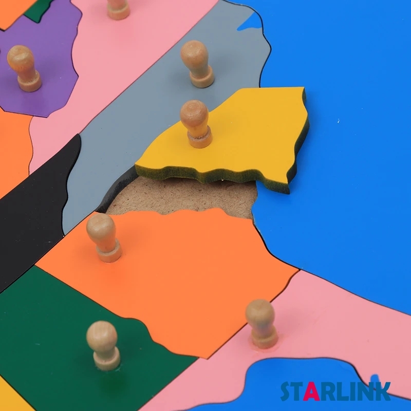 Wooden America Map Panel Floor Puzzle Montessori Cultural Science Teaching Tools Kindergarten Early Learning