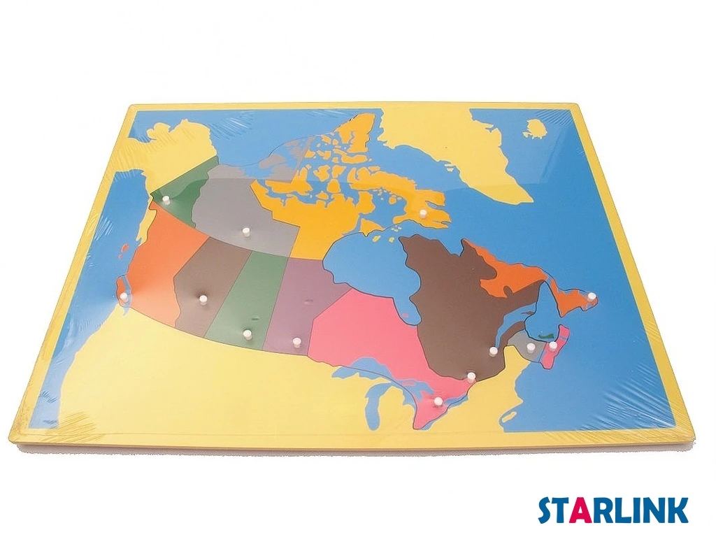 Wooden Canada Map Panel Floor Puzzle Montessori Cultural Science Teaching Tools Kindergarten Early Learning