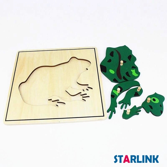 Montessori Materials Educational Tools Animal Frog Puzzle Preschool Early Montessori Toys for Toddlers