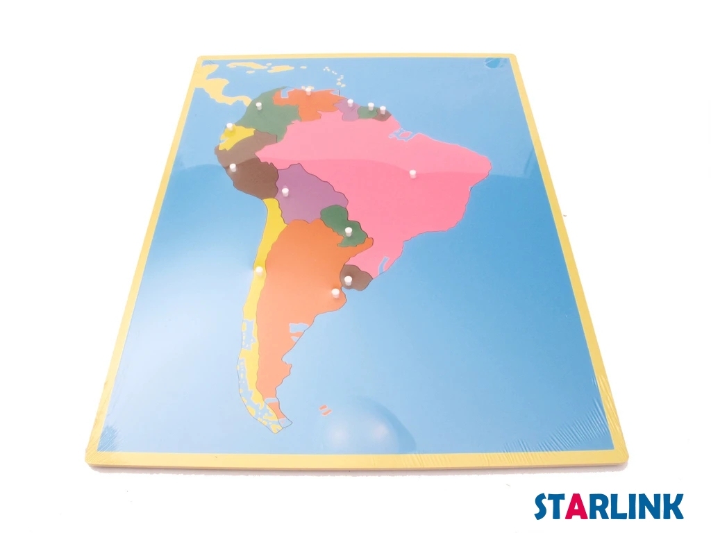 Wooden South America Map Panel Floor Puzzle Montessori Cultural Science Teaching Tools Kindergarten Early Learning