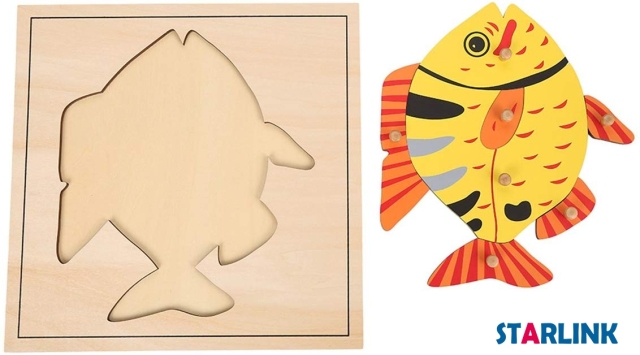 Montessori Materials Educational Tools Animal Fish Puzzle Preschool Early Montessori Toys for Toddlers