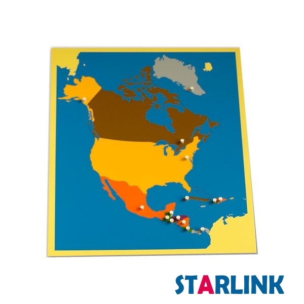 Wooden North America Map Panel Floor Puzzle Montessori Cultural Science Teaching Tools Kindergarten Early Learning