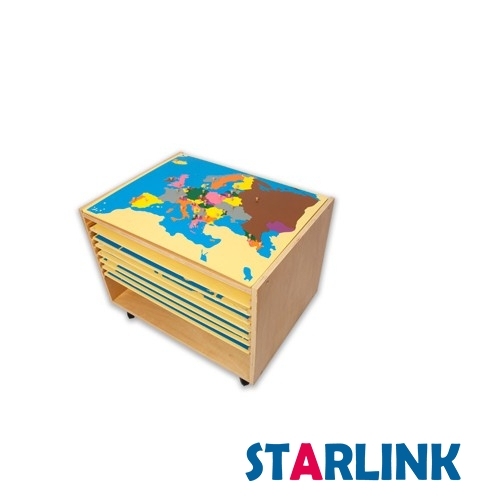Montessori Material Geography Classroom Map Cabinet for 8 puzzle maps