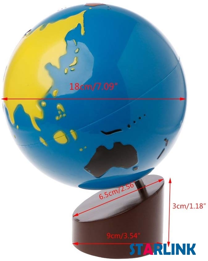 Montessori Science and Cultural Geography Materials Continental Globe and Sandpaper Globe Early Education Teaching aids Wooden Toys