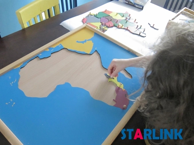 Wooden Africa Map Panel Floor Puzzle Montessori Cultural Science Teaching Tools Kindergarten Early Learning