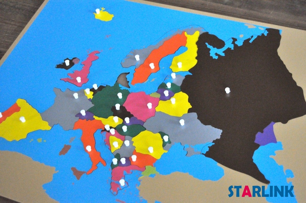 Wooden Europe Map Panel Floor Puzzle Montessori Cultural Science Teaching Tools Kindergarten Early Learning