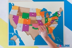 Wooden America Map Panel Floor Puzzle Montessori Cultural Science Teaching Tools Kindergarten Early Learning