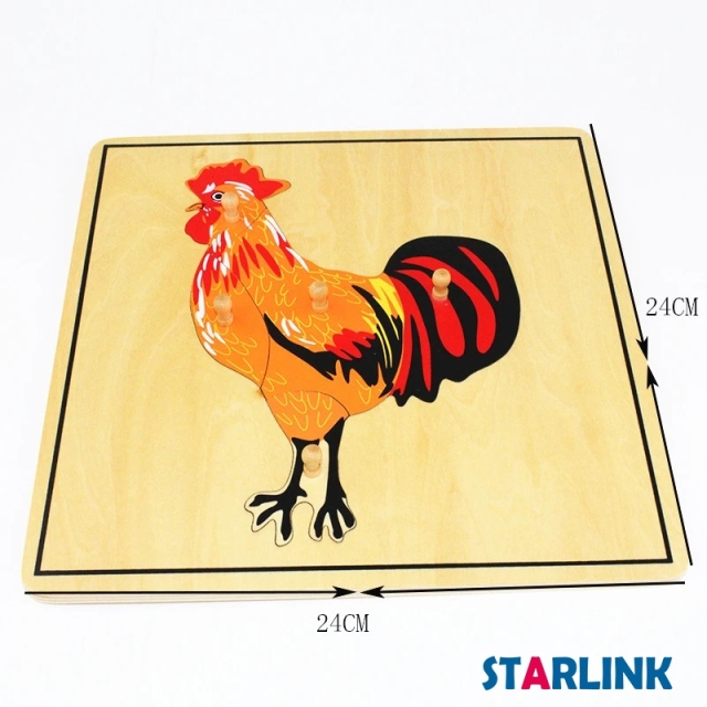 Montessori Materials Educational Tools Animal Rooster Puzzle Preschool Early Montessori Toys for Toddlers