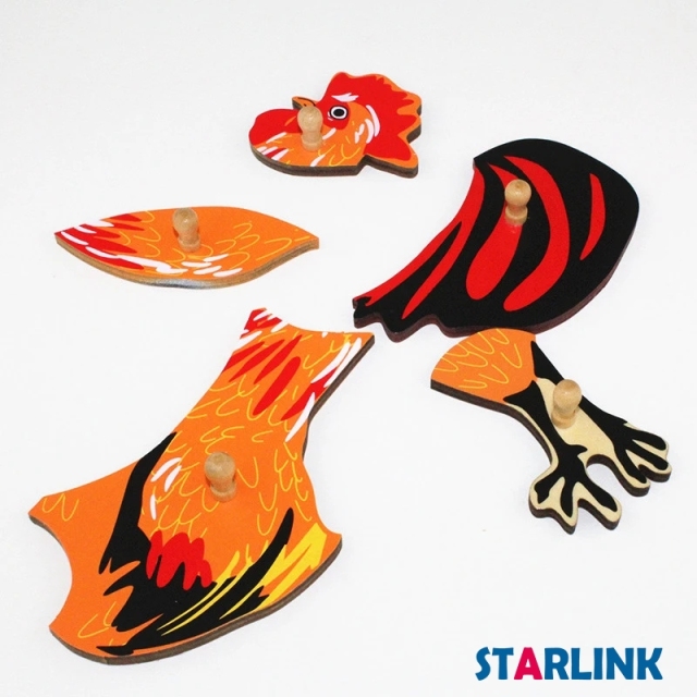 Montessori Materials Educational Tools Animal Rooster Puzzle Preschool Early Montessori Toys for Toddlers