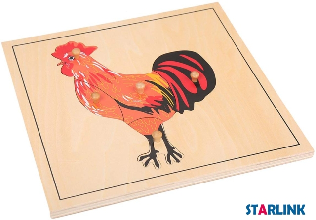 Montessori Materials Educational Tools Animal Rooster Puzzle Preschool Early Montessori Toys for Toddlers