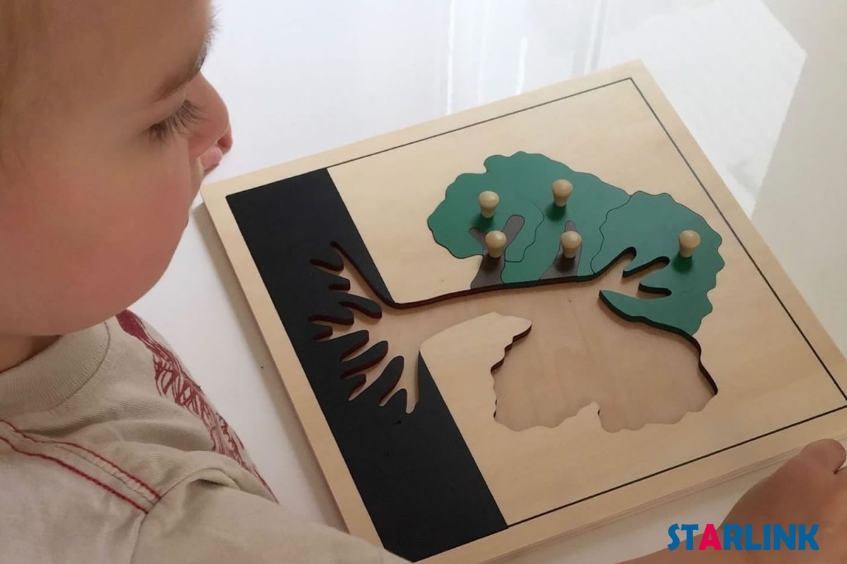 Baby Educational Montessori Wooden Jigsaw Puzzle Tree Puzzle Kids Toy Play Fun