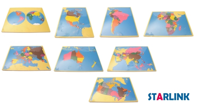 Wooden North America Map Panel Floor Puzzle Montessori Cultural Science Teaching Tools Kindergarten Early Learning