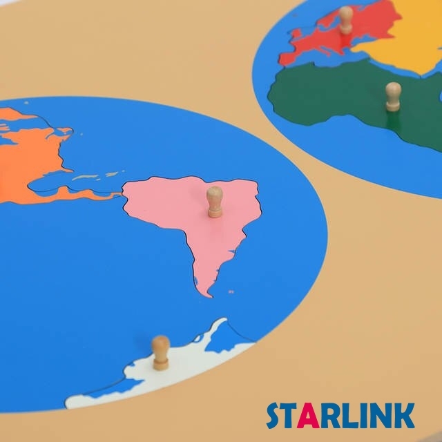 Wooden World Map Panel Floor Puzzle Montessori Cultural Science Teaching Tools Kindergarten Early Learning