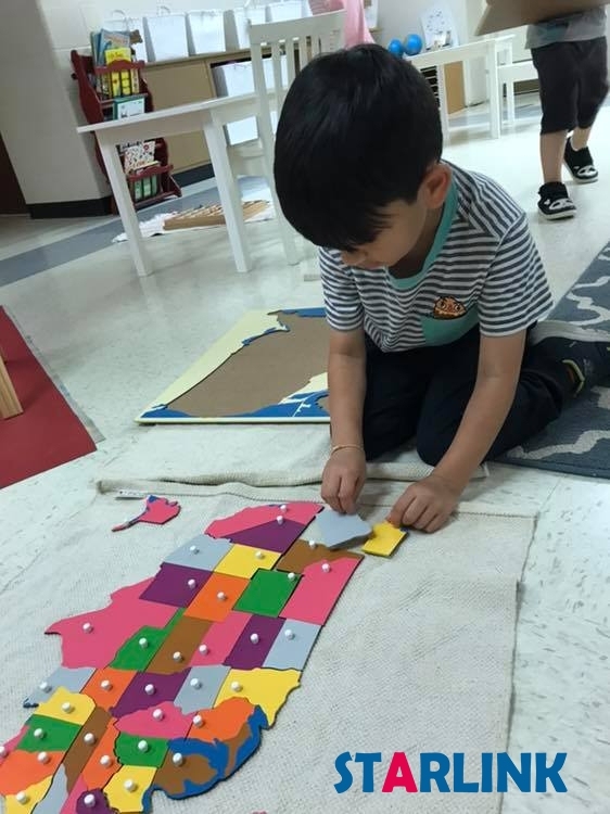 Wooden America Map Panel Floor Puzzle Montessori Cultural Science Teaching Tools Kindergarten Early Learning