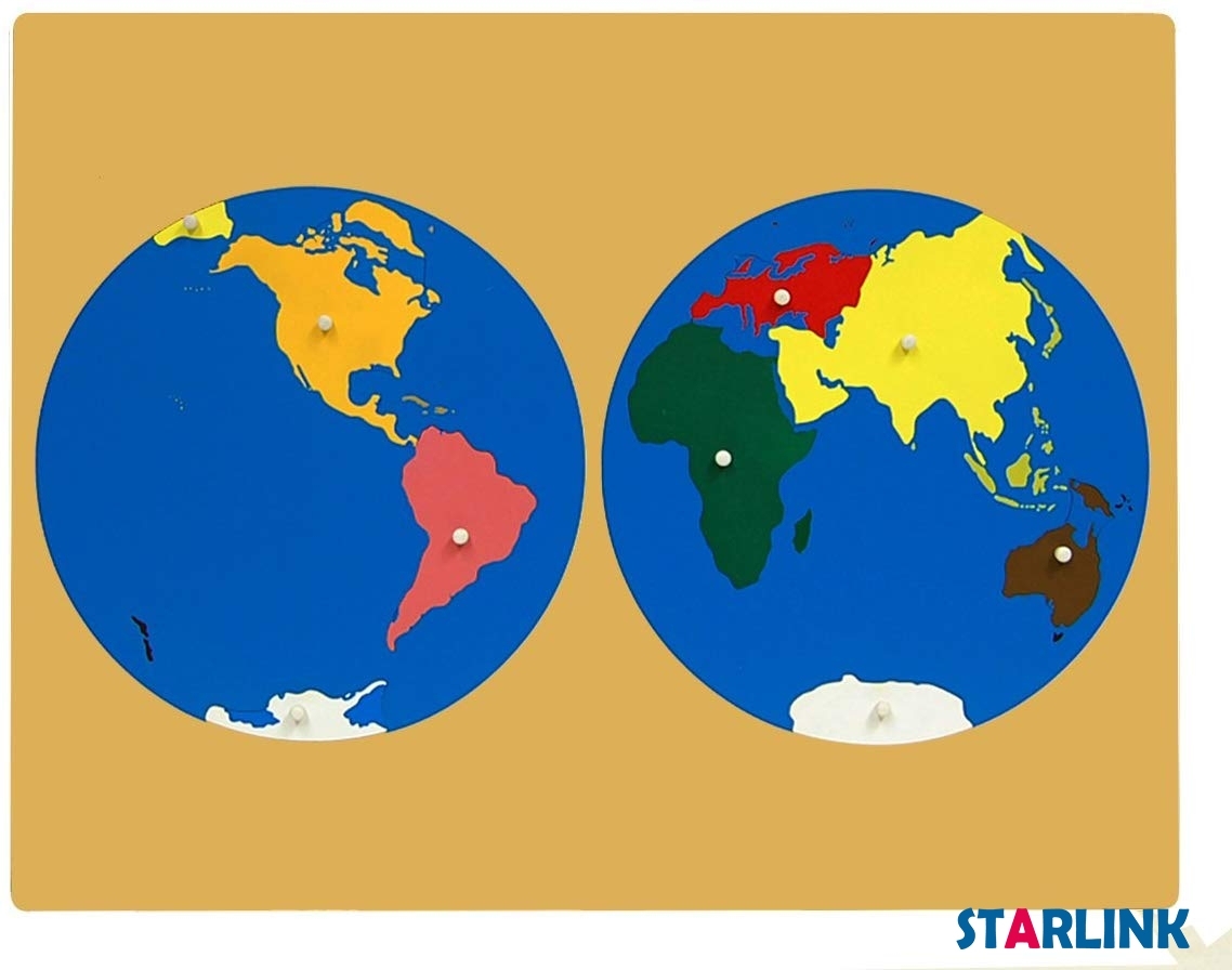 Wooden World Map Panel Floor Puzzle Montessori Cultural Science Teaching Tools Kindergarten Early Learning
