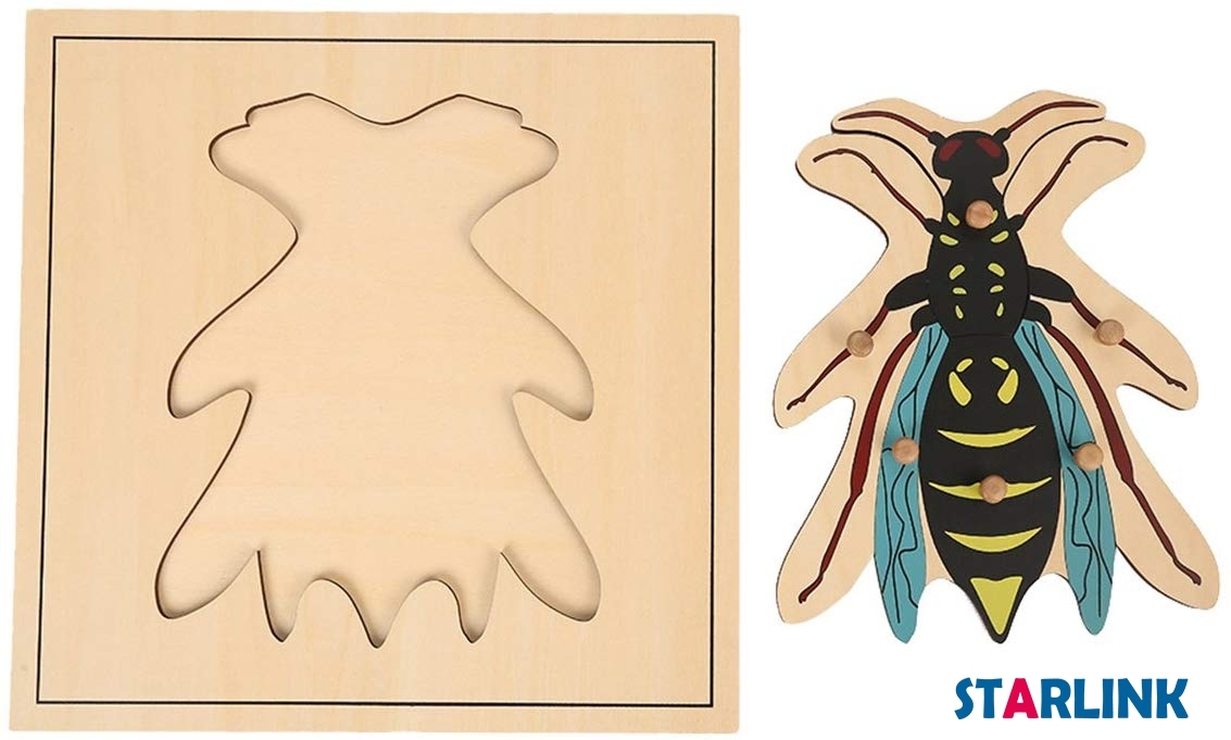 Montessori Materials Educational Tools Insect Wasp Puzzle Preschool Early Montessori Toys for Toddlers