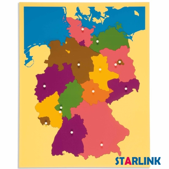 Wooden German Map Panel Floor Puzzle Montessori Cultural Science Teaching Tools Kindergarten Early Learning