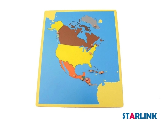 Wooden North America Map Panel Floor Puzzle Montessori Cultural Science Teaching Tools Kindergarten Early Learning