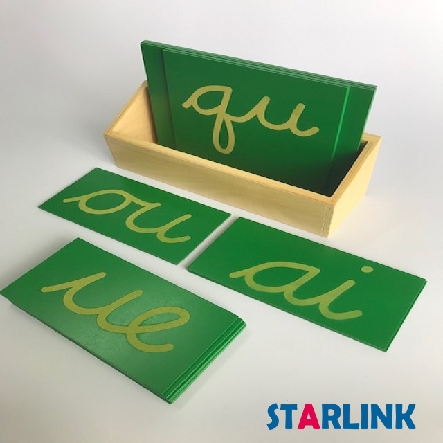 Montessori Wooden Toys Lower Case Cursive Sandpaper Double Letters With Box For Children