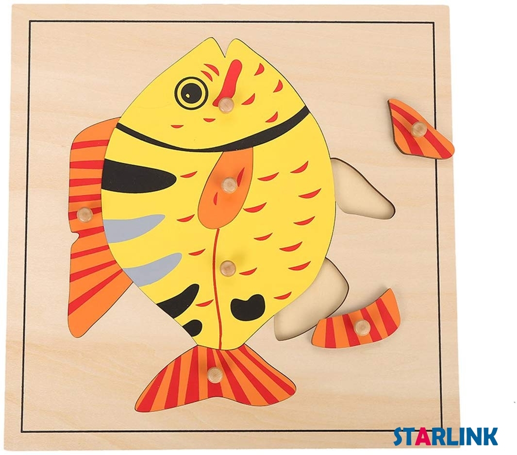 Montessori Materials Educational Tools Animal Fish Puzzle Preschool Early Montessori Toys for Toddlers