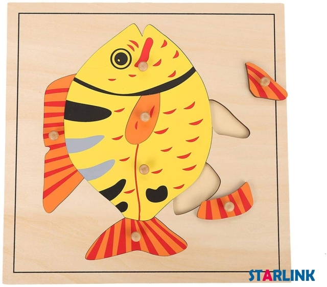 Montessori Materials Educational Tools Animal Fish Puzzle Preschool Early Montessori Toys for Toddlers