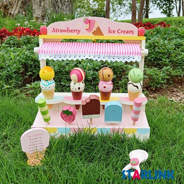 Wooden Ice Cream Selection Pretend Play Set Toy Children Pretending game Toy