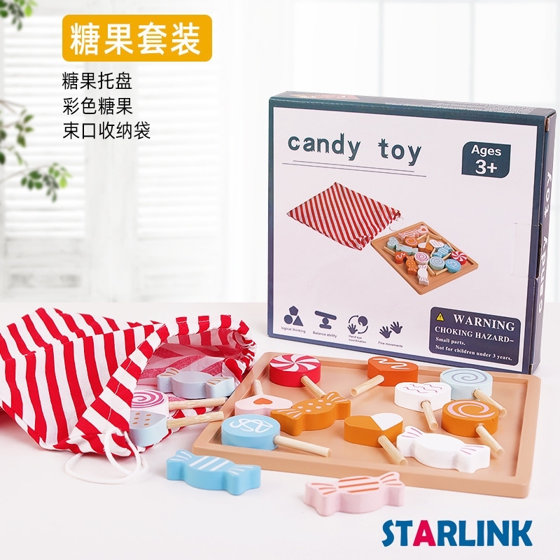 Selling trolley candy wooden baby popcorn toy kitchenware