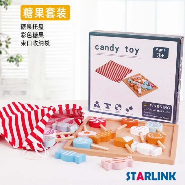 Selling trolley candy wooden baby popcorn toy kitchenware