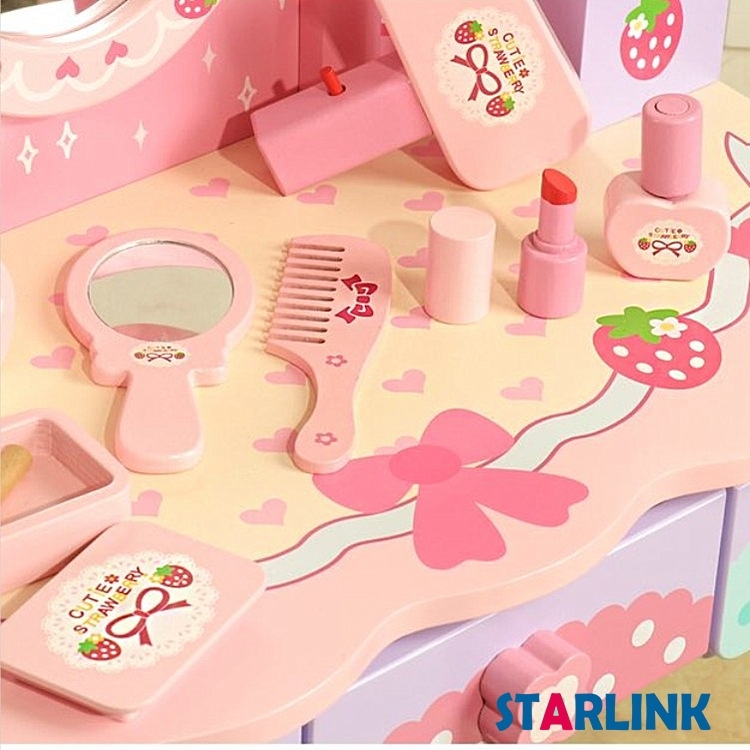 Children's Simulation Wooden Dresser Dressing Table Play House Girl Toy Wooden Children's Dressing Table Toy