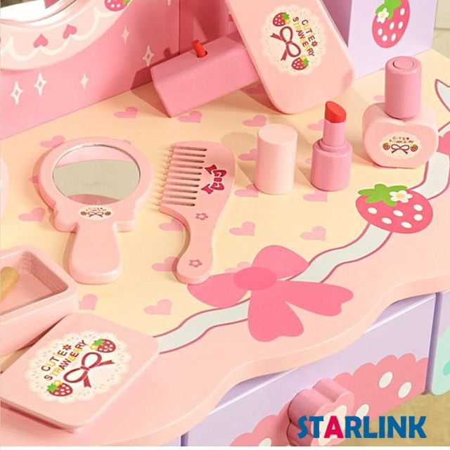 Children's Simulation Wooden Dresser Dressing Table Play House Girl Toy Wooden Children's Dressing Table Toy