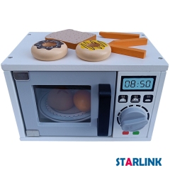 Child Pretend Role Play Simulation Interactive Cooking Microwave Oven Baking Toy Wooden Kitchen Set Toys