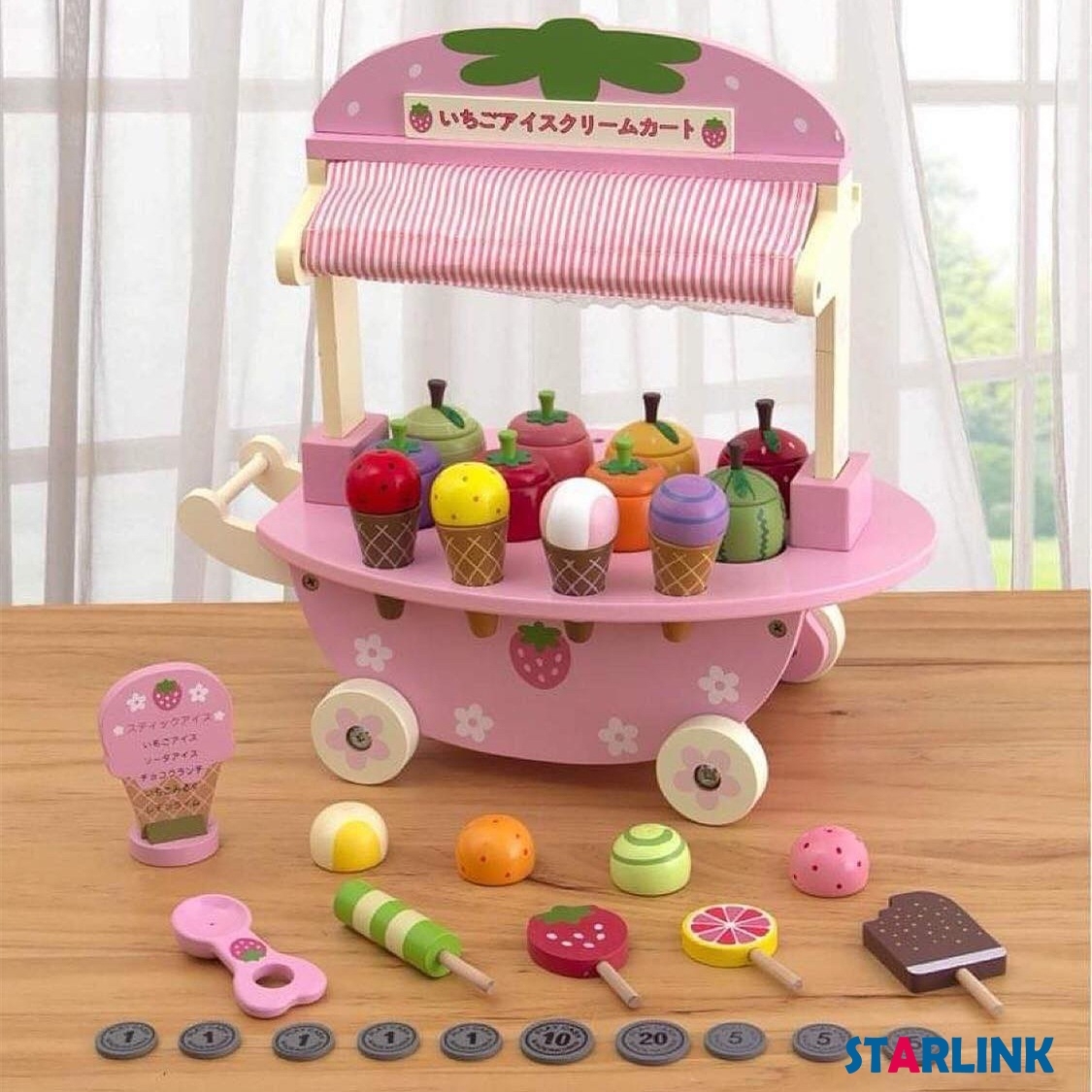 Mini Ice Cream Truck Cosplay Pretend Play Wooden Play Kitchen Set
