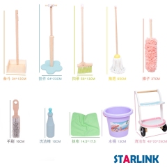 Wooden kids household toy broomstick dustpan cleaning set Kids cleaning toy set mini mop cleaning car