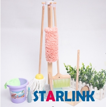 Wooden kids household toy broomstick dustpan cleaning set Kids cleaning toy set mini mop cleaning car