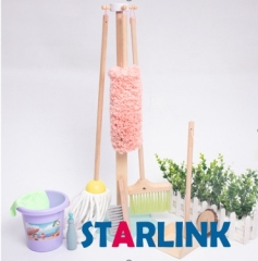 Wooden kids household toy broomstick dustpan cleaning set Kids cleaning toy set mini mop cleaning car