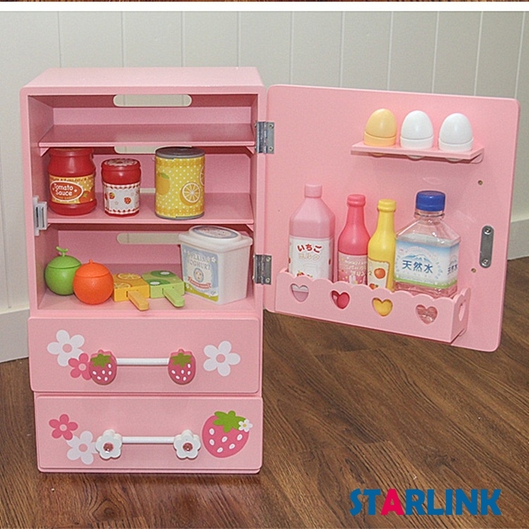 Wooden Role Play Toys Modern Fridge For Kids