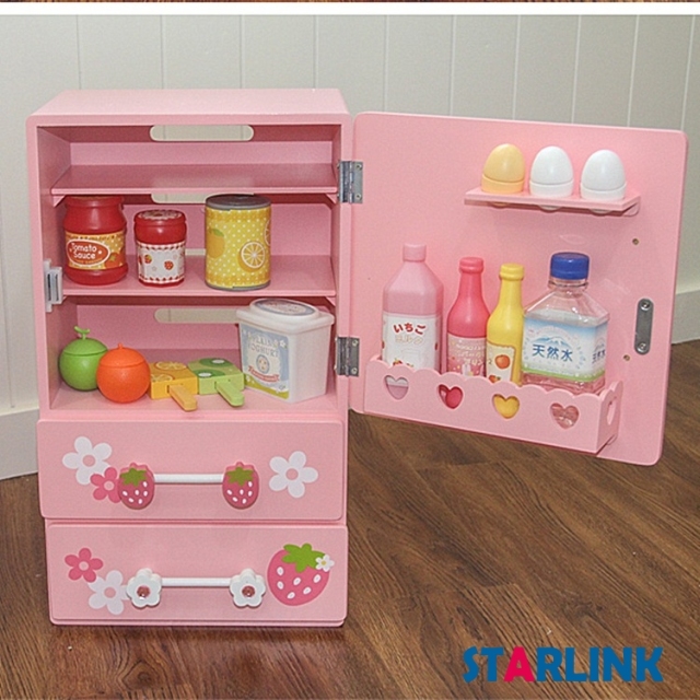 Wooden Role Play Toys Modern Fridge For Kids