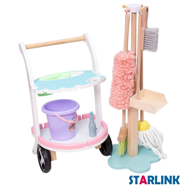 Wooden kids household toy broomstick dustpan cleaning set Kids cleaning toy set mini mop cleaning car