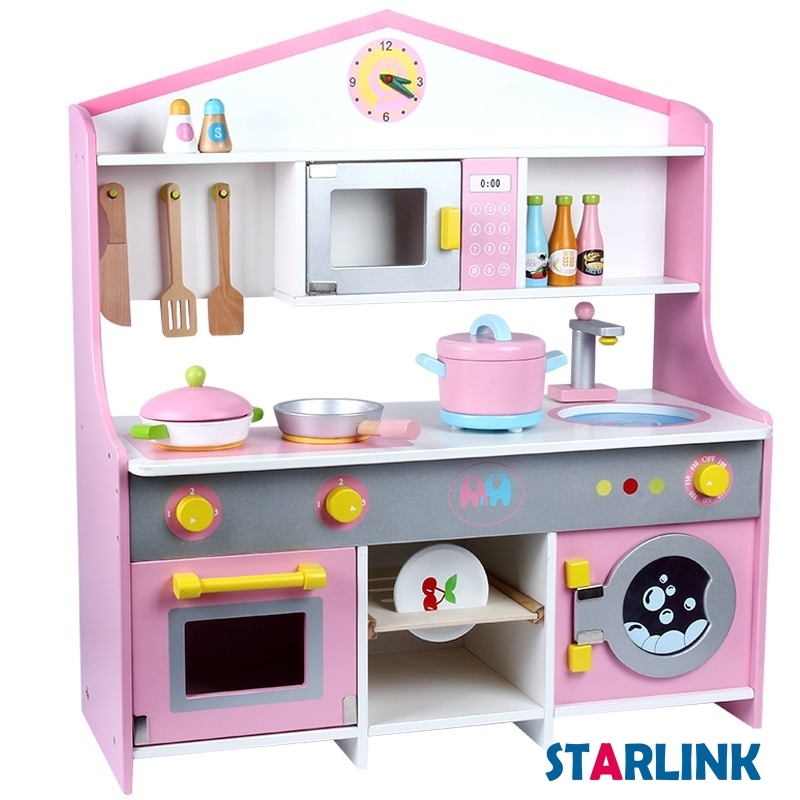 Kids Wood Kitchen Play Cos Toy Set