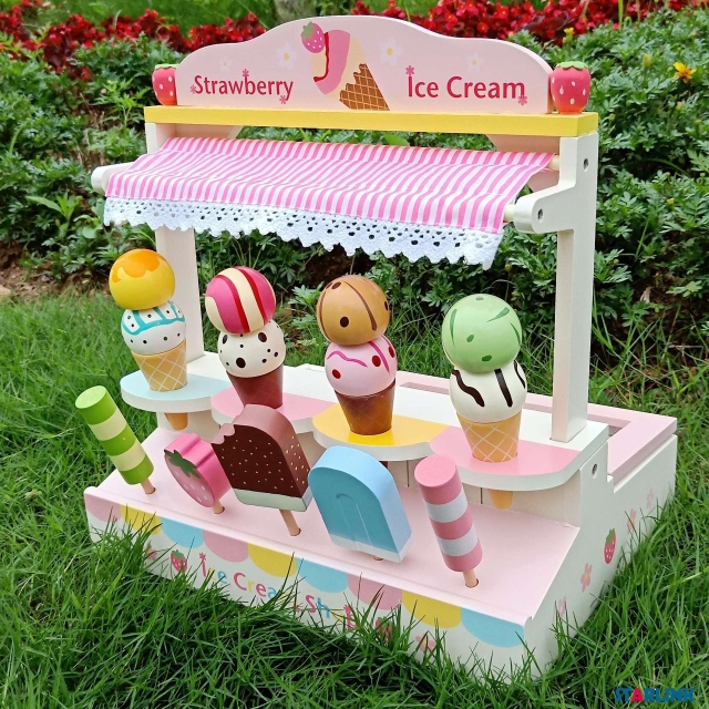Wooden Ice Cream Selection Pretend Play Set Toy Children Pretending game Toy
